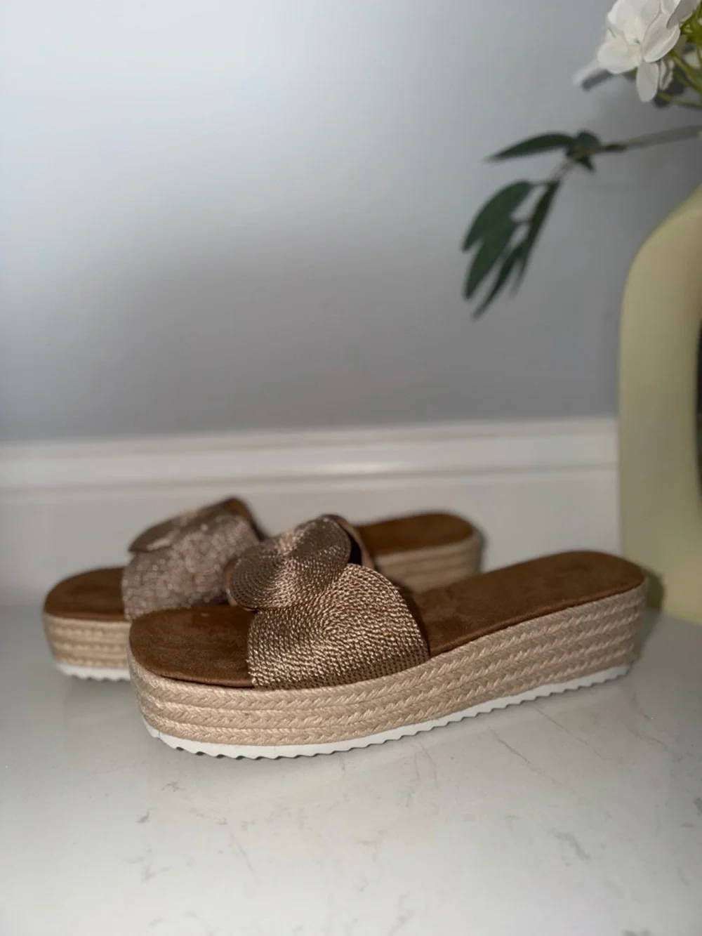 Bronze Woven Platform Sandals | Coastal Vacation | Beach Boho | Size 11 - Picture 9 of 10